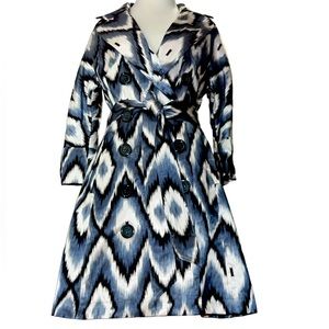 🍂 Vertigo Ikat Eye 3/4 sleeve double breasted trench coat